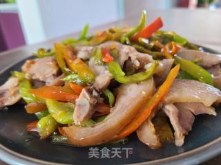 辣椒炒卤猪头肉的做法步骤：7